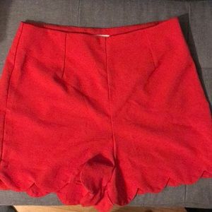 Red high waist shorts